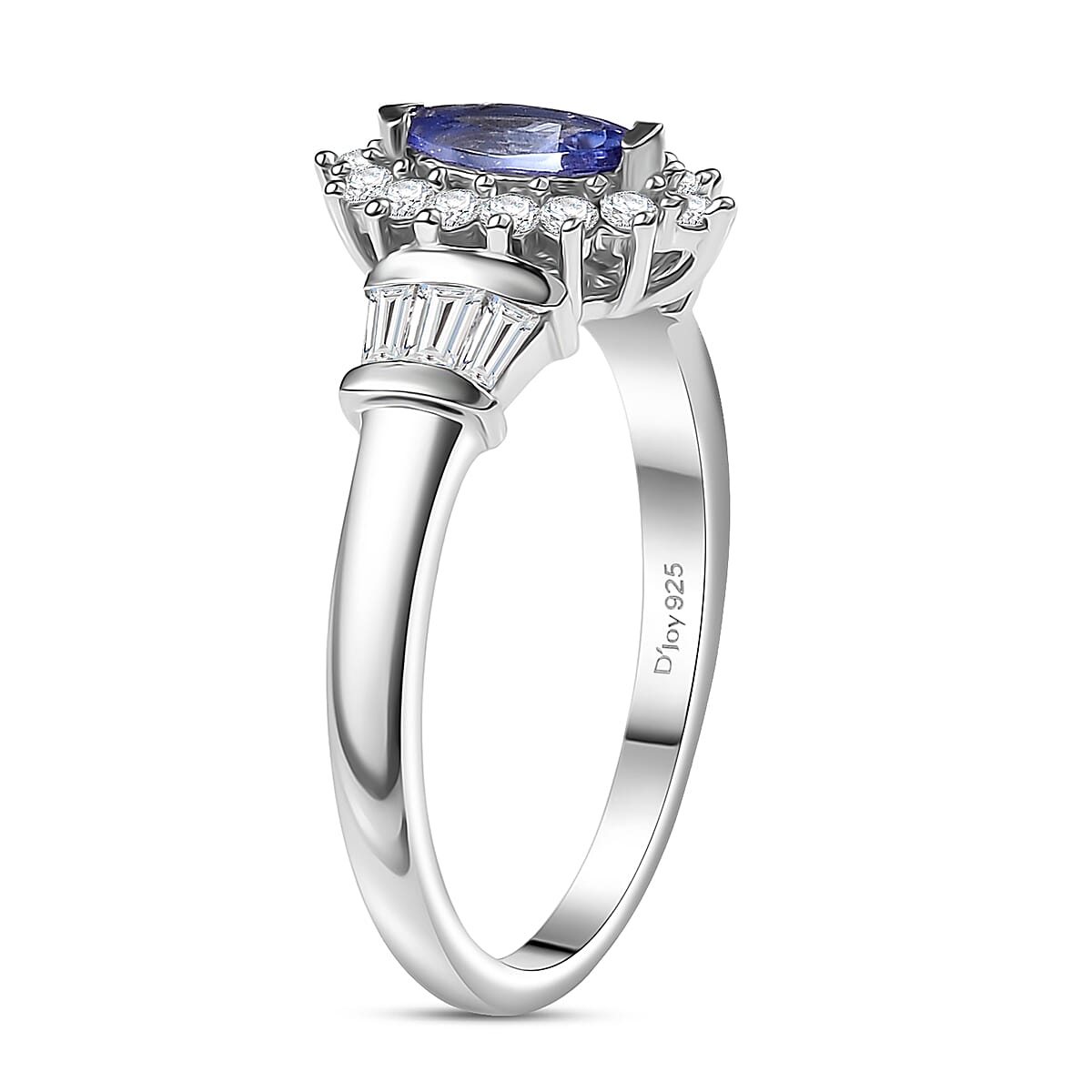 D'Joy Tanzanite and White Zircon 1.00 ctw Starlit Dream Ring in Rhodium Over Sterling Silver (Size 10.0) image number 3