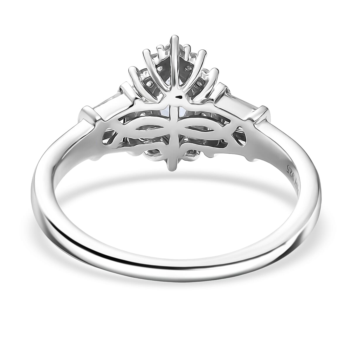 D'Joy Tanzanite and White Zircon 1.00 ctw Starlit Dream Ring in Rhodium Over Sterling Silver (Size 7.0)