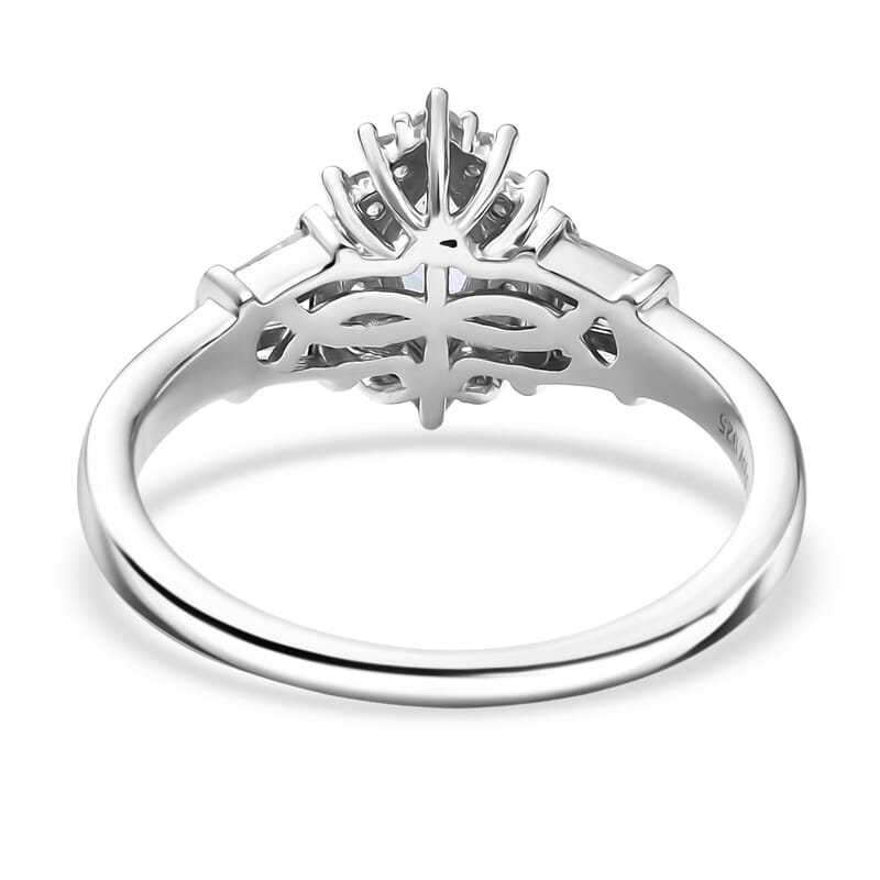 D'Joy Tanzanite and White Zircon 1.00 ctw Starlit Dream Ring in Rhodium Over Sterling Silver (Size 7.0)