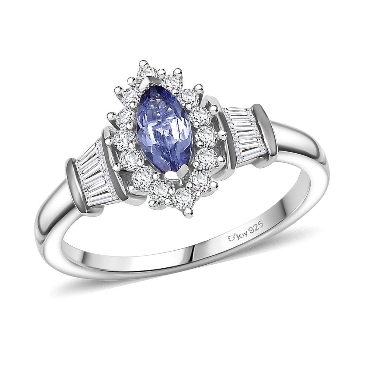 D'Joy Tanzanite and White Zircon 1.00 ctw Starlit Dream Ring in Rhodium Over Sterling Silver (Size 8.0) image number 0