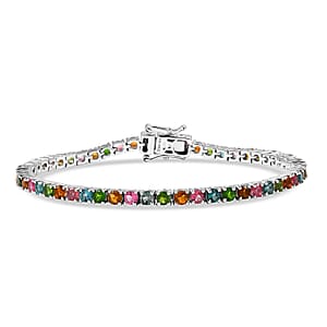 Doorbuster D'Joy Premium Multi-Tourmaline 6.25 ctw Rainbow Bracelet in Rhodium Over Sterling Silver (7.25 In)