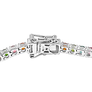  D'Joy Premium Multi-Tourmaline 6.25 ctw Rainbow Bracelet in Rhodium Over Sterling Silver (7.25 In)
