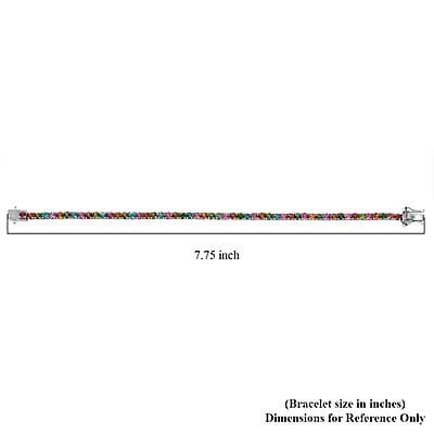 D'Joy Premium Multi-Tourmaline 6.25 ctw Rainbow Bracelet in Rhodium Over Sterling Silver (7.25 In)