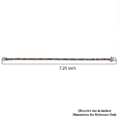 D'Joy Premium Multi-Tourmaline 6.25 ctw Rainbow Bracelet in Rhodium Over Sterling Silver (7.25 In)