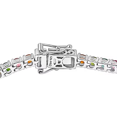 D'Joy Premium Multi-Tourmaline 6.25 ctw Rainbow Bracelet in Rhodium Over Sterling Silver (7.25 In)