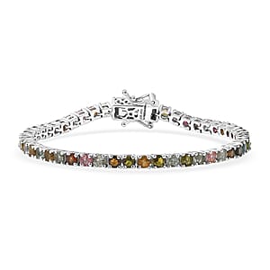 Doorbuster D'Joy Premium Multi-Tourmaline 7.00 ctw Rainbow Bracelet in Rhodium Over Sterling Silver (6.50 In)