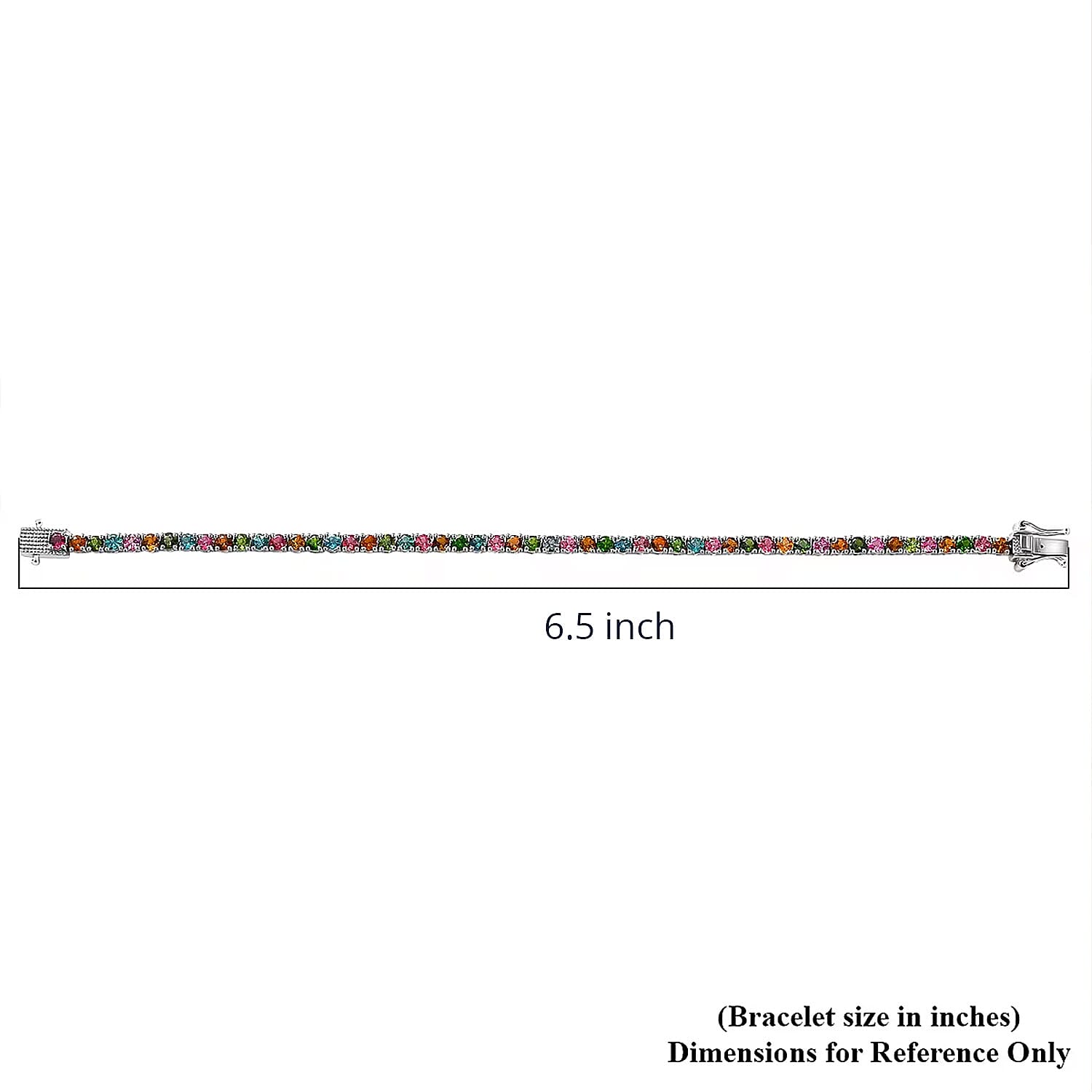 D'Joy Premium Multi-Tourmaline 7.00 ctw Rainbow Bracelet in Rhodium Over Sterling Silver (6.50 In)