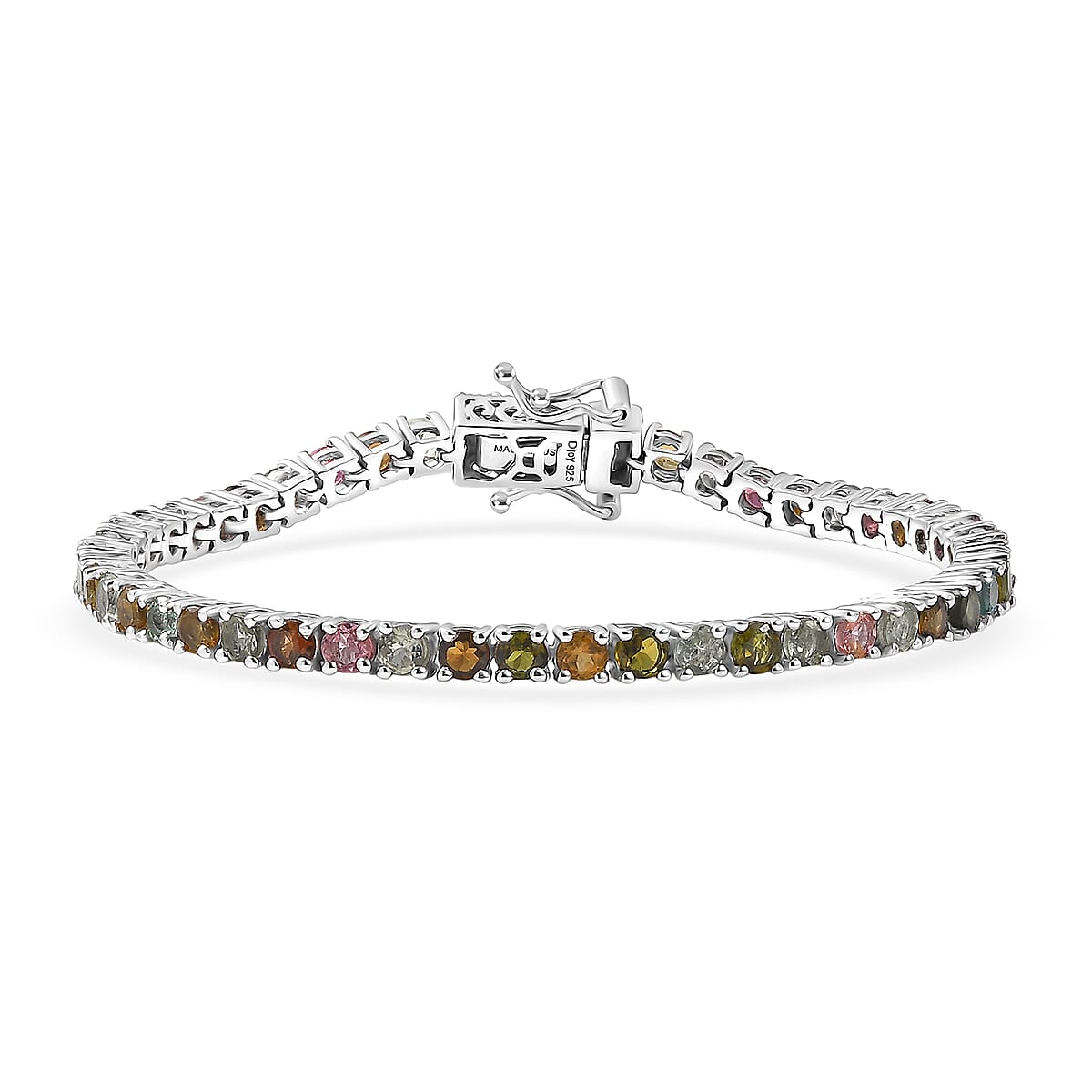  D'Joy Premium Multi-Tourmaline 8.60 ctw Rainbow Bracelet in Rhodium Over Sterling Silver (8.00 In) image number 0
