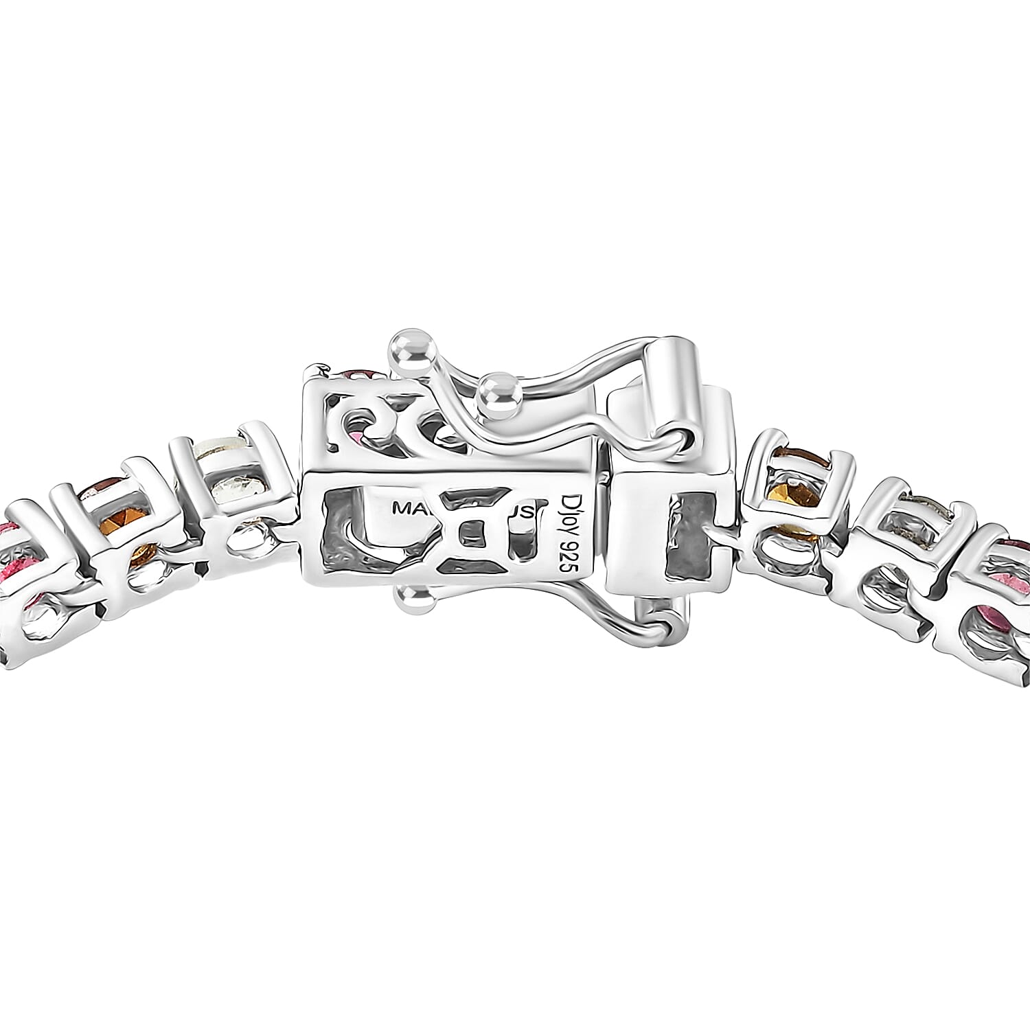 D'Joy Premium Multi-Tourmaline 8.60 ctw Rainbow Bracelet in Rhodium Over Sterling Silver (8.00 In)