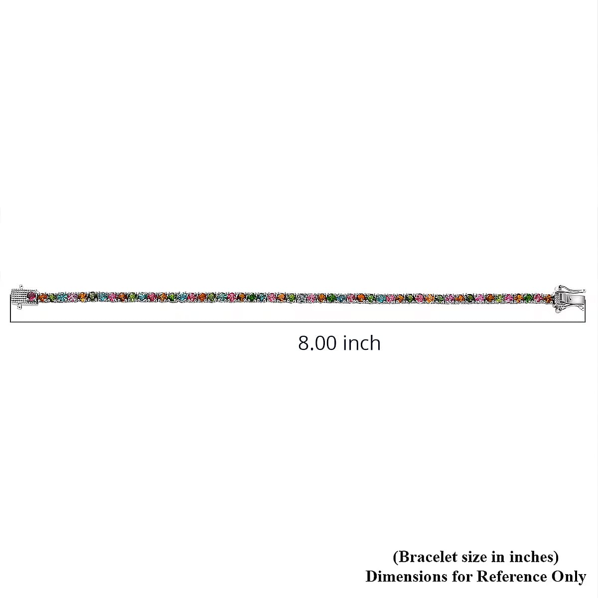  D'Joy Premium Multi-Tourmaline 8.60 ctw Rainbow Bracelet in Rhodium Over Sterling Silver (8.00 In) image number 6