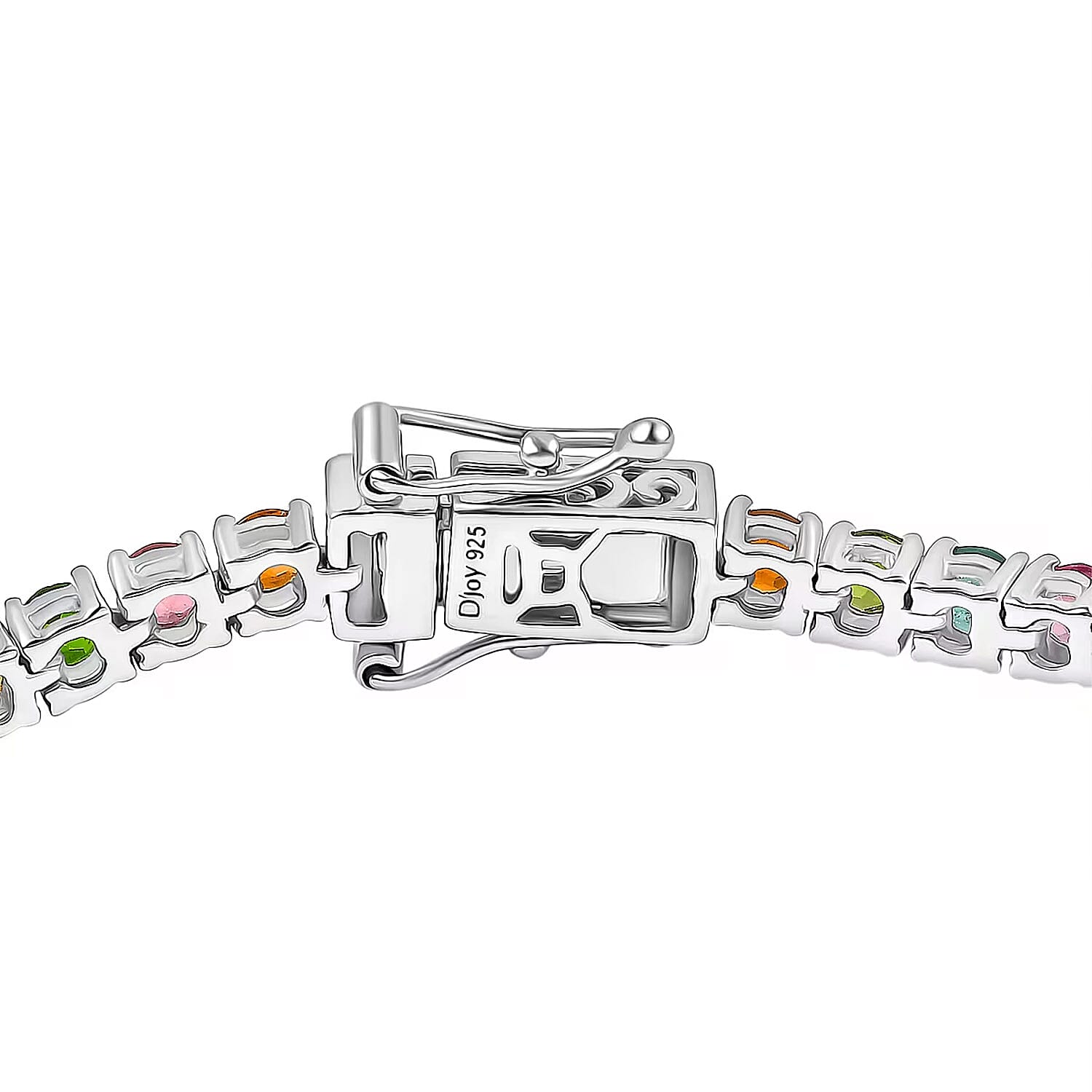 D'Joy Premium Multi-Tourmaline 8.60 ctw Rainbow Bracelet in Rhodium Over Sterling Silver (8.00 In)