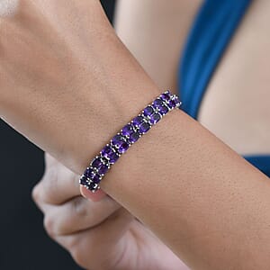 Doorbuster EverTrue African Amethyst 28.50 ctw Two Row Carpet Bracelet in Platinum Bond (7.25 In)