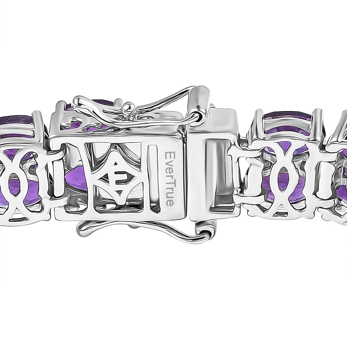 Doorbuster EverTrue African Amethyst 28.50 ctw Two Row Carpet Bracelet in Platinum Bond (7.25 In) image number 3