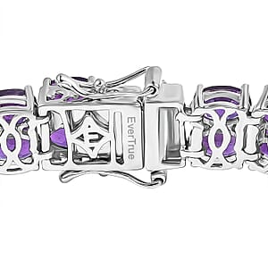 Doorbuster EverTrue African Amethyst 28.50 ctw Two Row Carpet Bracelet in Platinum Bond (7.25 In)