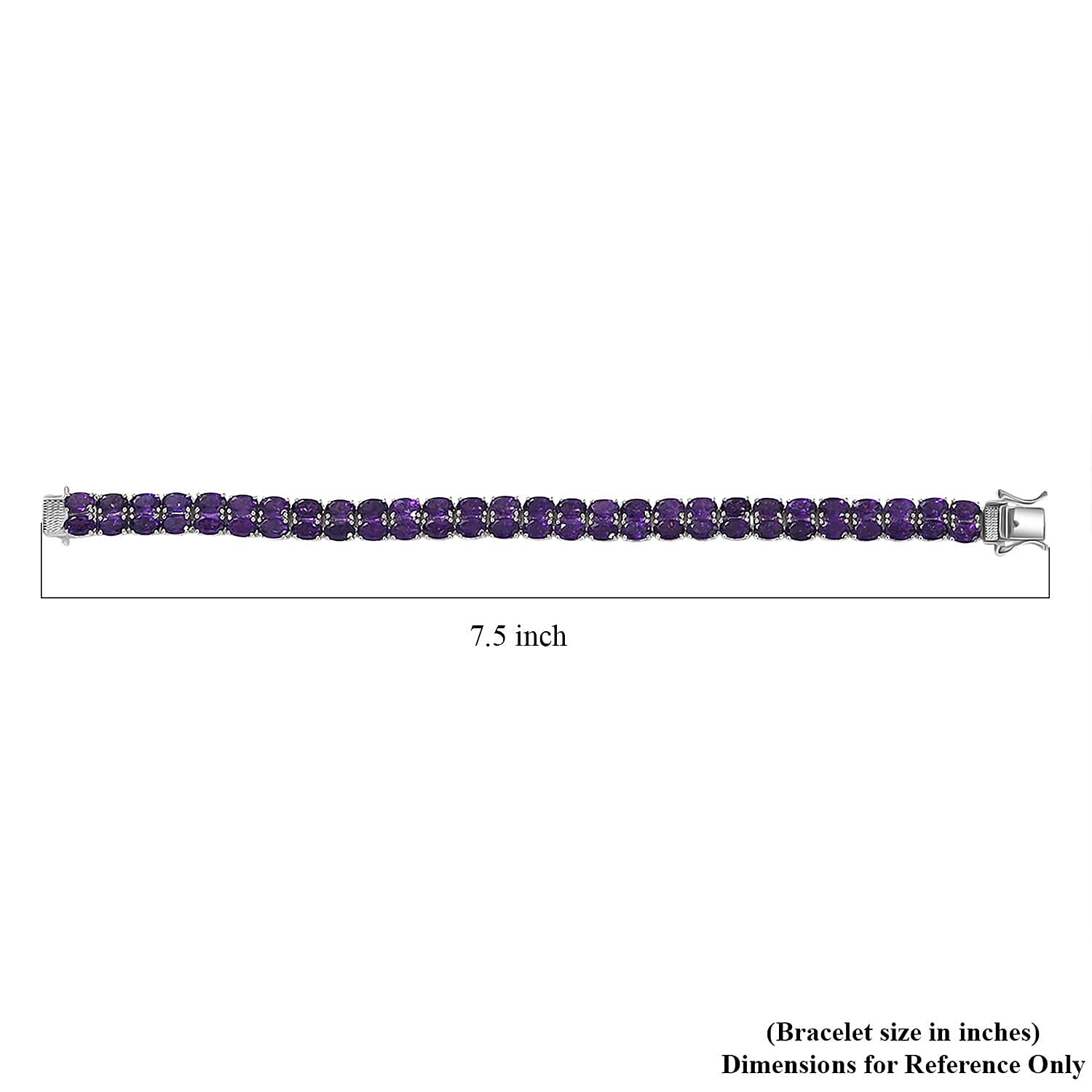 EverTrue African Amethyst 28.50 ctw Two Row Carpet Bracelet in Platinum Bond (7.25 In)