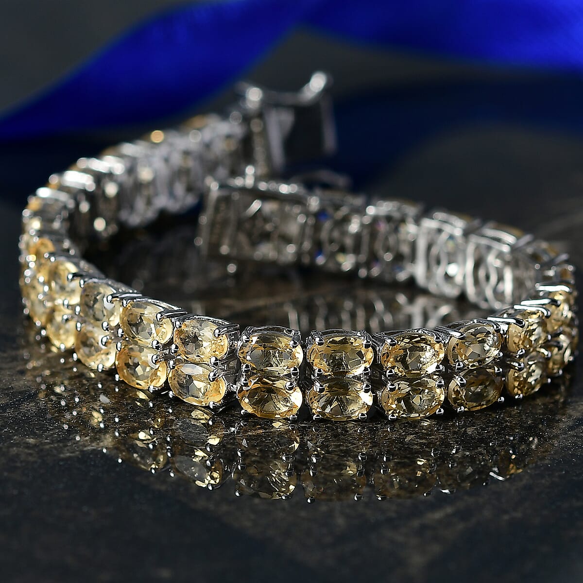 EverTrue Brazilian Citrine 23.00 ctw Bracelet in Platinum Bond (6.50 In) image number 1
