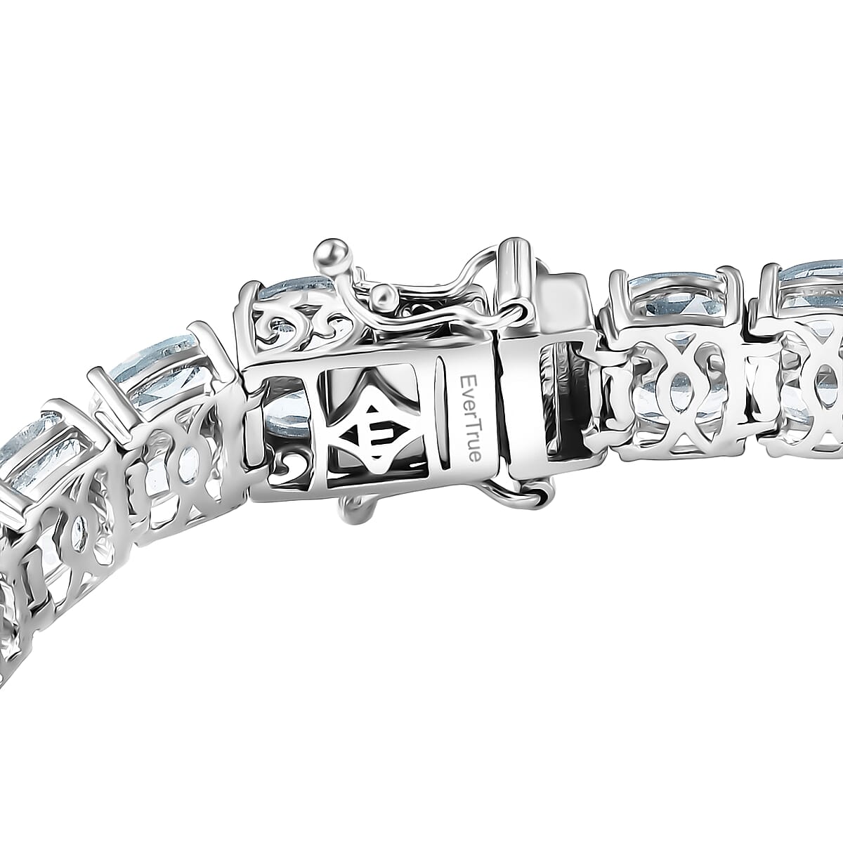 EverTrue Sky Blue Topaz 27.25 ctw Two Row Carpet Bracelet in Platinum Bond (6.50 In) image number 3