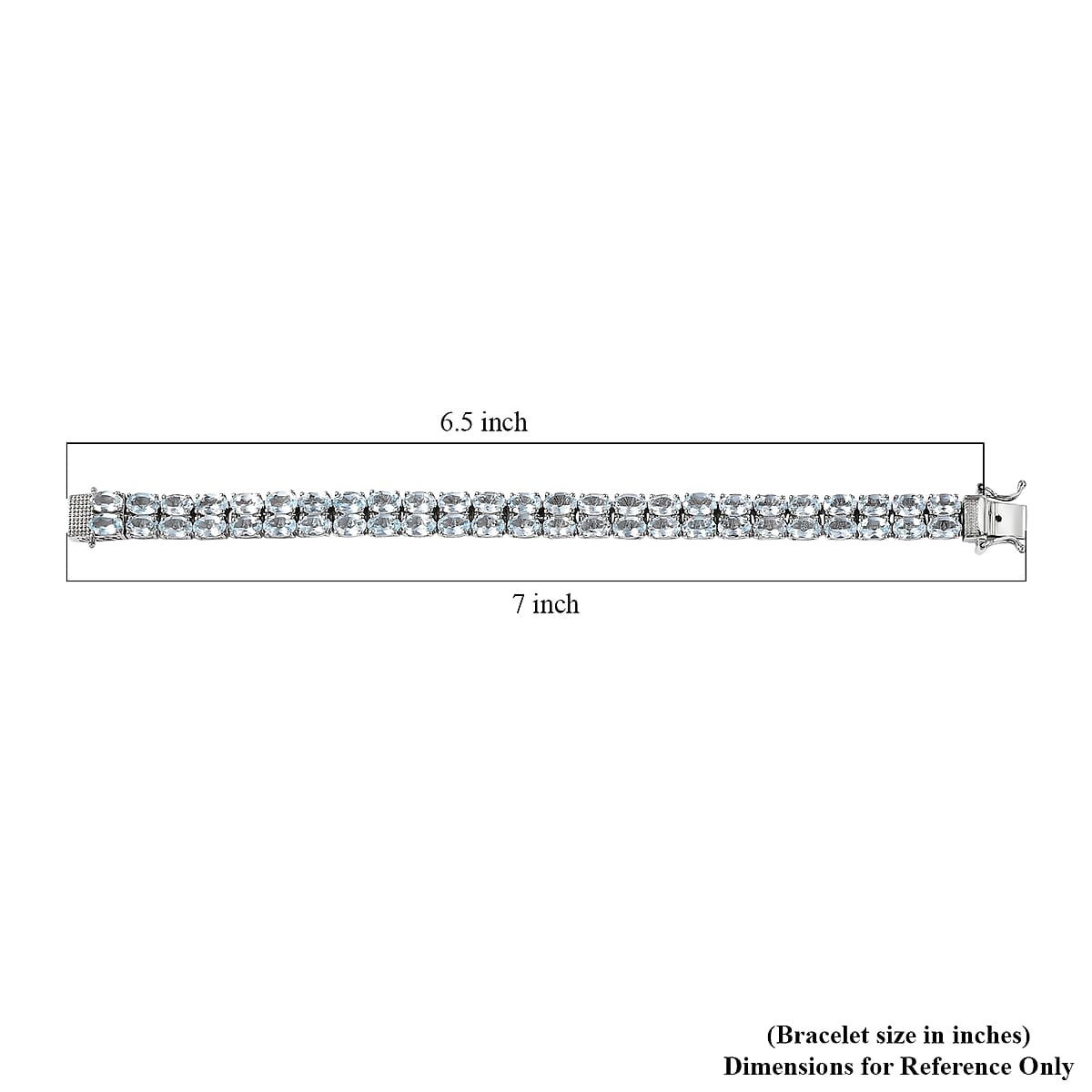 EverTrue Sky Blue Topaz 27.25 ctw Two Row Carpet Bracelet in Platinum Bond (6.50 In) image number 4