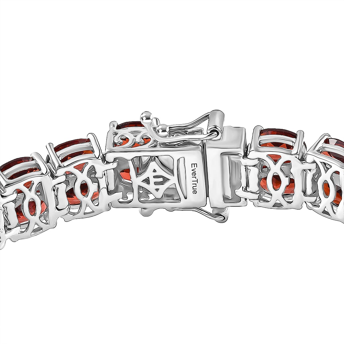 EverTrue Mozambique Garnet 30.50 ctw Two Row Carpet Bracelet in Platinum Bond (6.50 In) image number 3