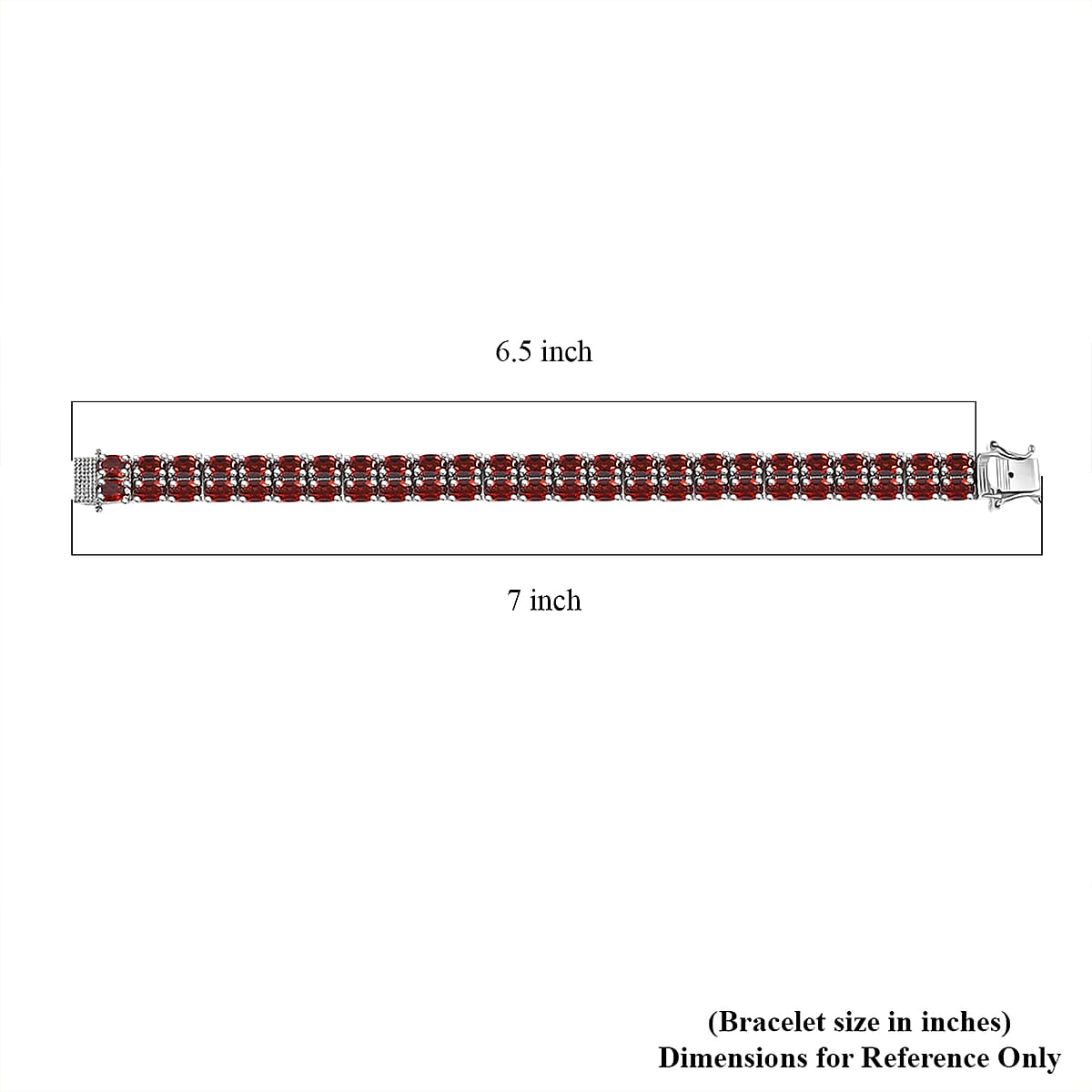 EverTrue Mozambique Garnet 30.50 ctw Two Row Carpet Bracelet in Platinum Bond (6.50 In) image number 4