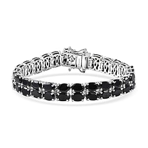 EverTrue Thai Black Spinel 27.80 ctw Bracelet in Platinum Bond (6.50 In)