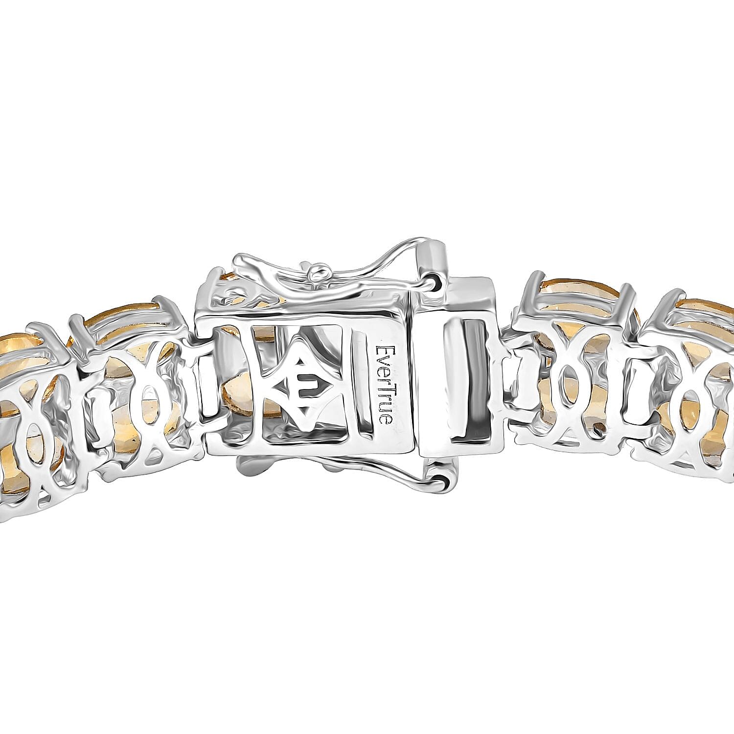  EverTrue Brazilian Citrine 25.15 ctw Two Row Carpet Bracelet in Platinum Bond (7.25 In)