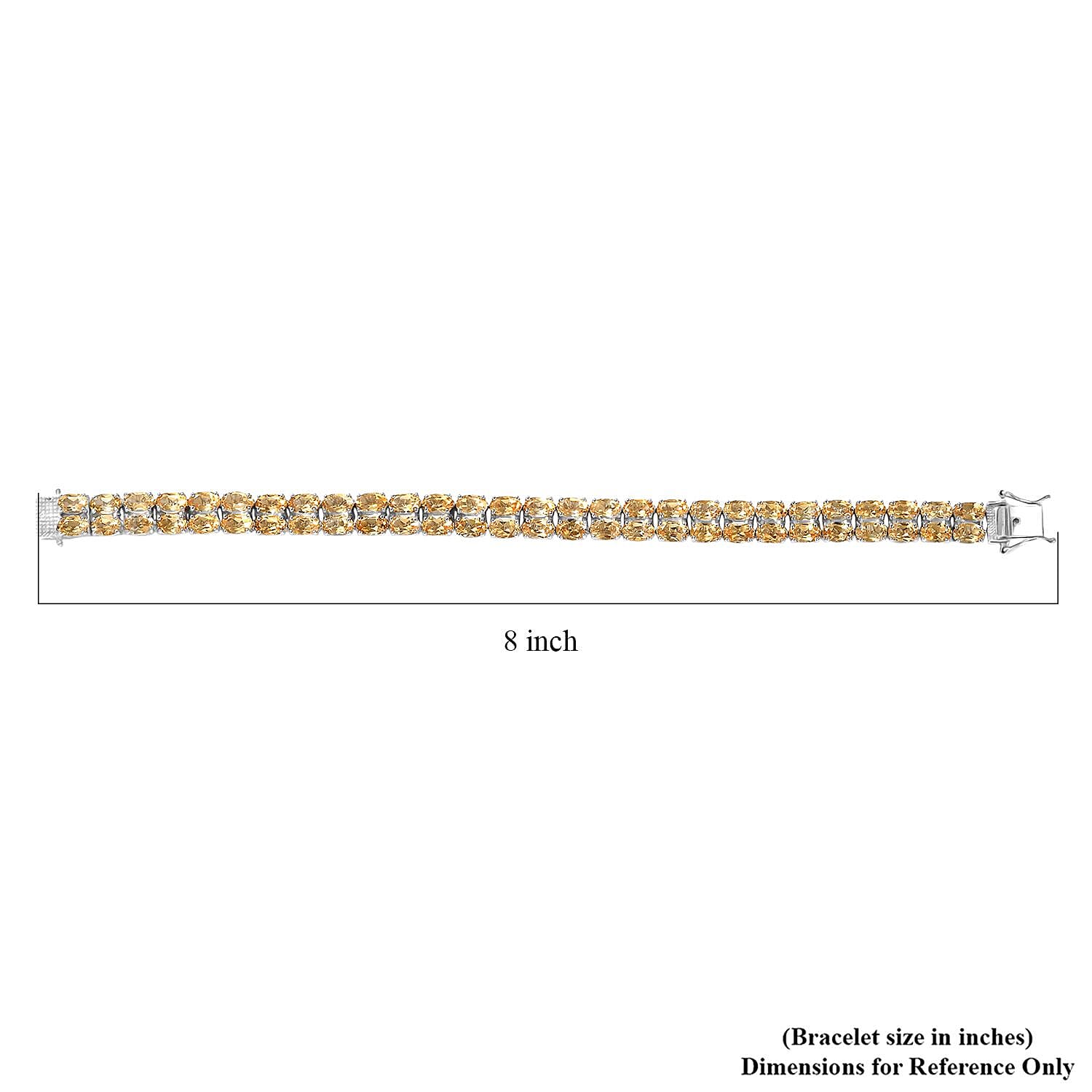  EverTrue Brazilian Citrine 25.15 ctw Two Row Carpet Bracelet in Platinum Bond (7.25 In)