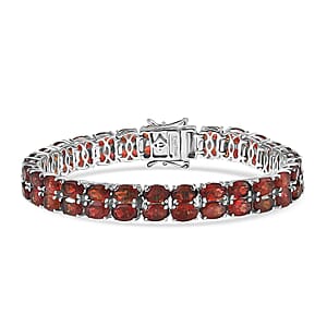 Doorbuster EverTrue Mozambique Garnet 33.50 ctw Two Row Carpet Bracelet in Platinum Bond (7.25 In)