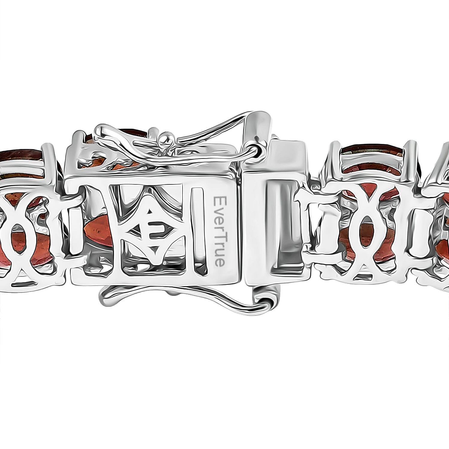 EverTrue Mozambique Garnet 33.50 ctw Two Row Carpet Bracelet in Platinum Bond (7.25 In)