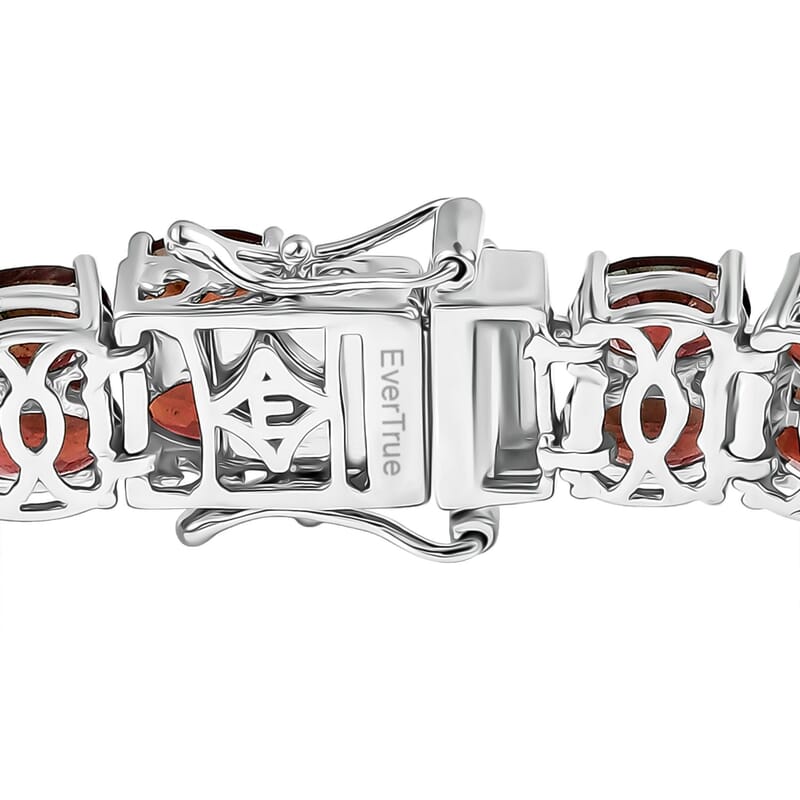 EverTrue Mozambique Garnet 33.50 ctw Two Row Carpet Bracelet in Platinum Bond (7.25 In)
