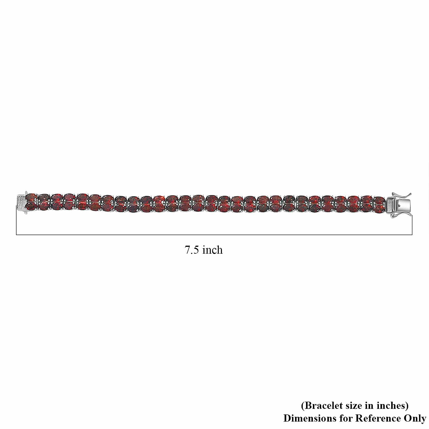 EverTrue Mozambique Garnet 33.50 ctw Two Row Carpet Bracelet in Platinum Bond (7.25 In)