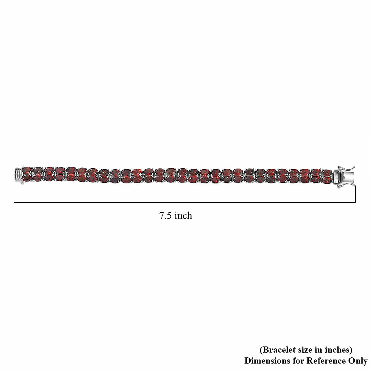 Doorbuster EverTrue Mozambique Garnet 33.50 ctw Two Row Carpet Bracelet in Platinum Bond (7.25 In) image number 4