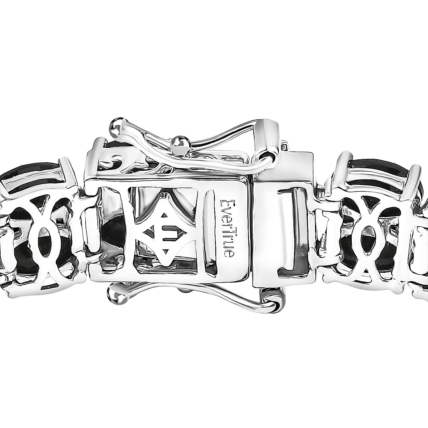 EverTrue Thai Black Spinel 28.00 ctw Two Row Carpet Bracelet in Platinum Bond (7.25 In)