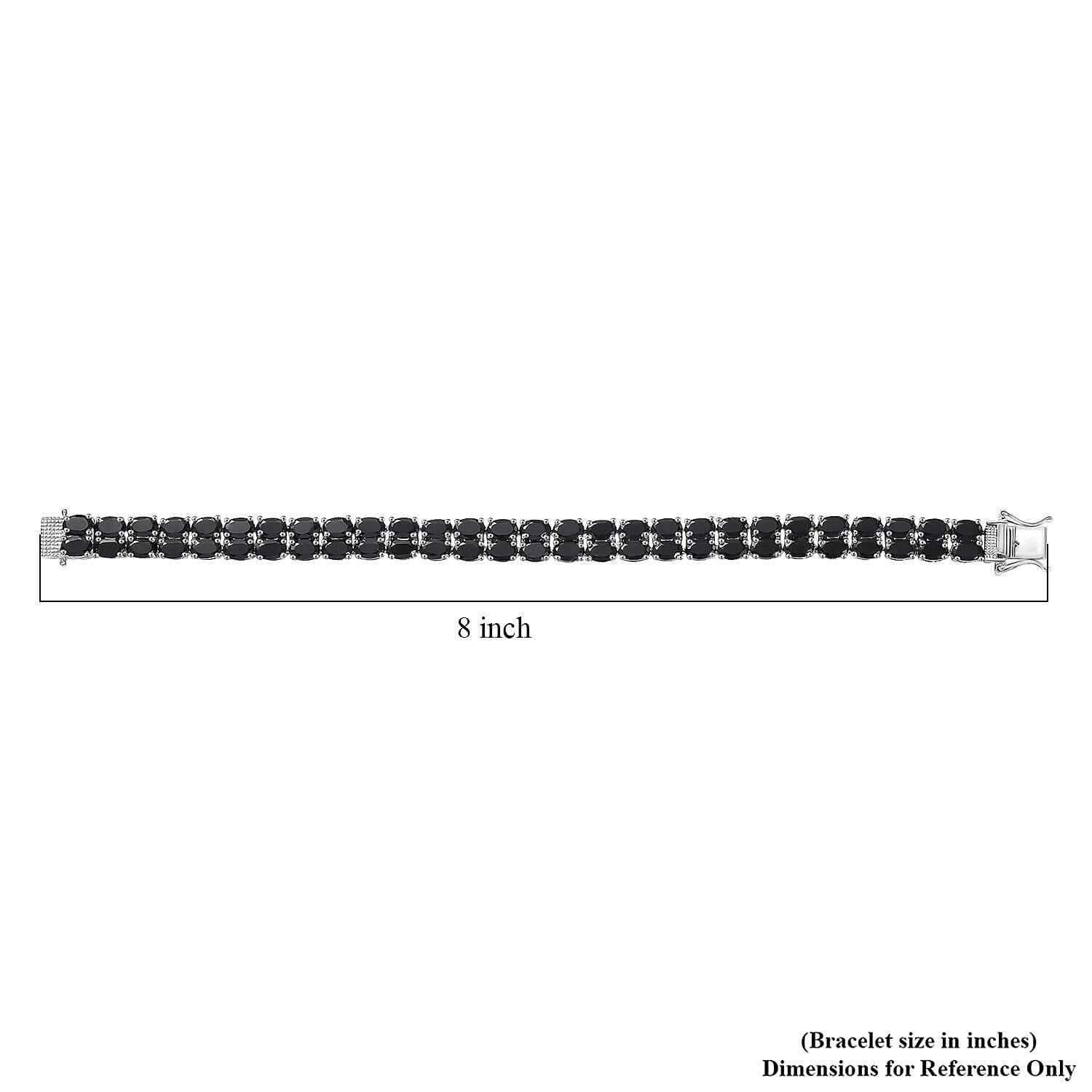 EverTrue Thai Black Spinel 28.00 ctw Two Row Carpet Bracelet in Platinum Bond (7.25 In)