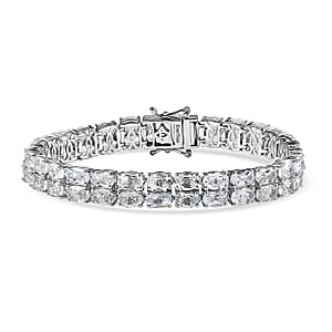 Doorbuster EverTrue White Topaz 32.60 ctw Two Row Carpet Bracelet in Platinum Bond (7.25 In)