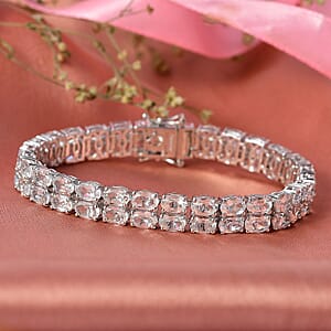 EverTrue White Topaz 32.60 ctw Two Row Carpet Bracelet in Platinum Bond (7.25 In)