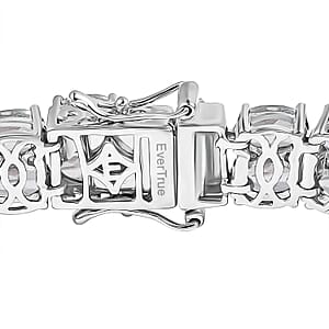  EverTrue White Topaz 32.60 ctw Two Row Carpet Bracelet in Platinum Bond (7.25 In)