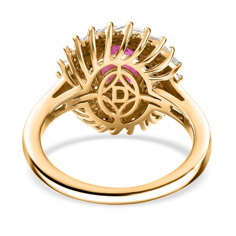 D'Joy AAA Montepuez Ruby, Moissanite Ring in 18K Vermeil YG Over Sterling Silver 2.15 ctw (Size 6.0)