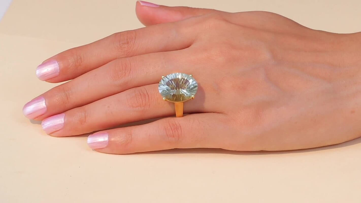 EverTrue Montezuma Prasiolite Ring in 18K YG Plated (Size 10.0) 15.25 ctw