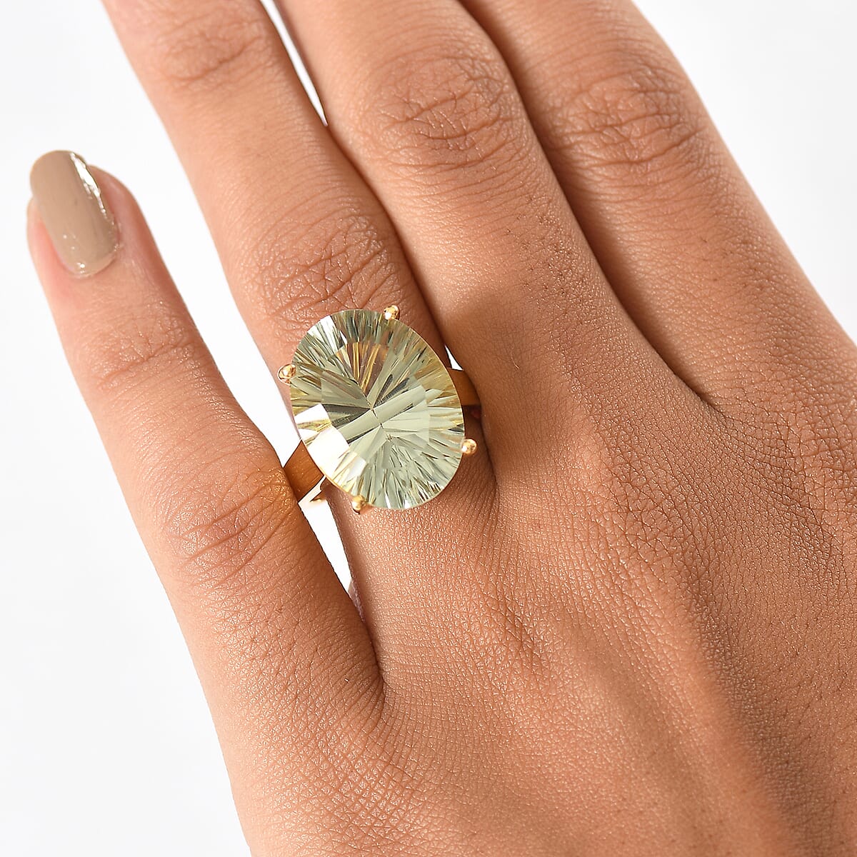 EverTrue Montezuma Prasiolite 15.25 ctw Midnight Star Ring in 18K Yellow Gold Plated (Size 10.0) image number 2