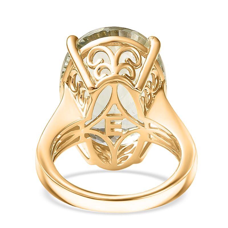 EverTrue Montezuma Prasiolite 15.25 ctw Midnight Star Ring in 18K Yellow Gold Plated (Size 10.0)