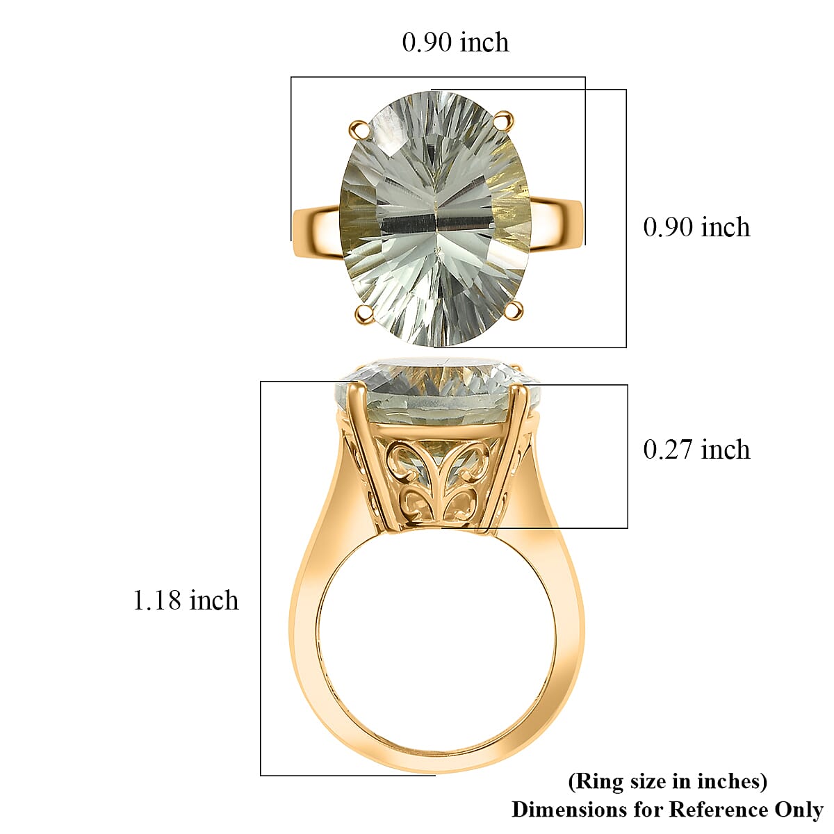 EverTrue Montezuma Prasiolite 15.25 ctw Midnight Star Ring in 18K Yellow Gold Plated (Size 10.0) image number 5