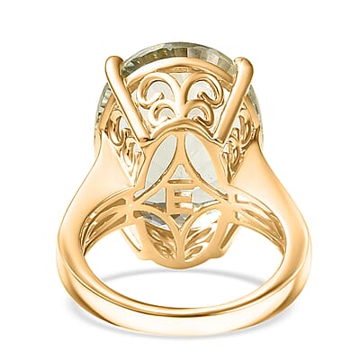 EverTrue Montezuma Prasiolite 15.25 ctw Midnight Star Ring in 18K Yellow Gold Plated (Size 6.0)
