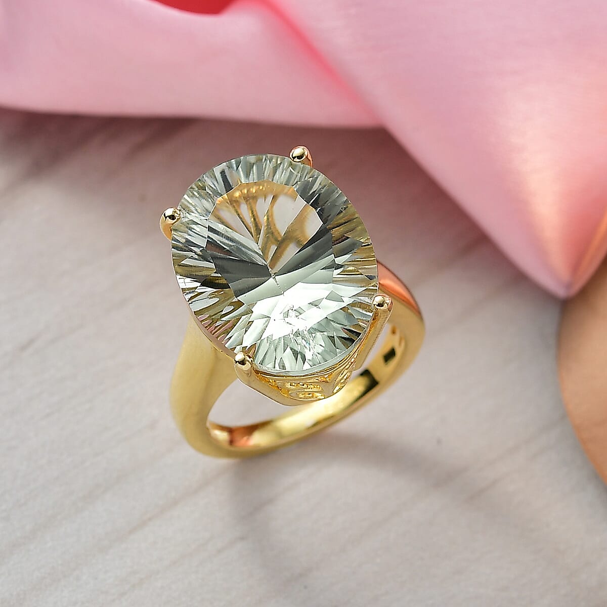 EverTrue Montezuma Prasiolite 15.25 ctw Midnight Star Ring in 18K Yellow Gold Plated (Size 9.0) image number 1