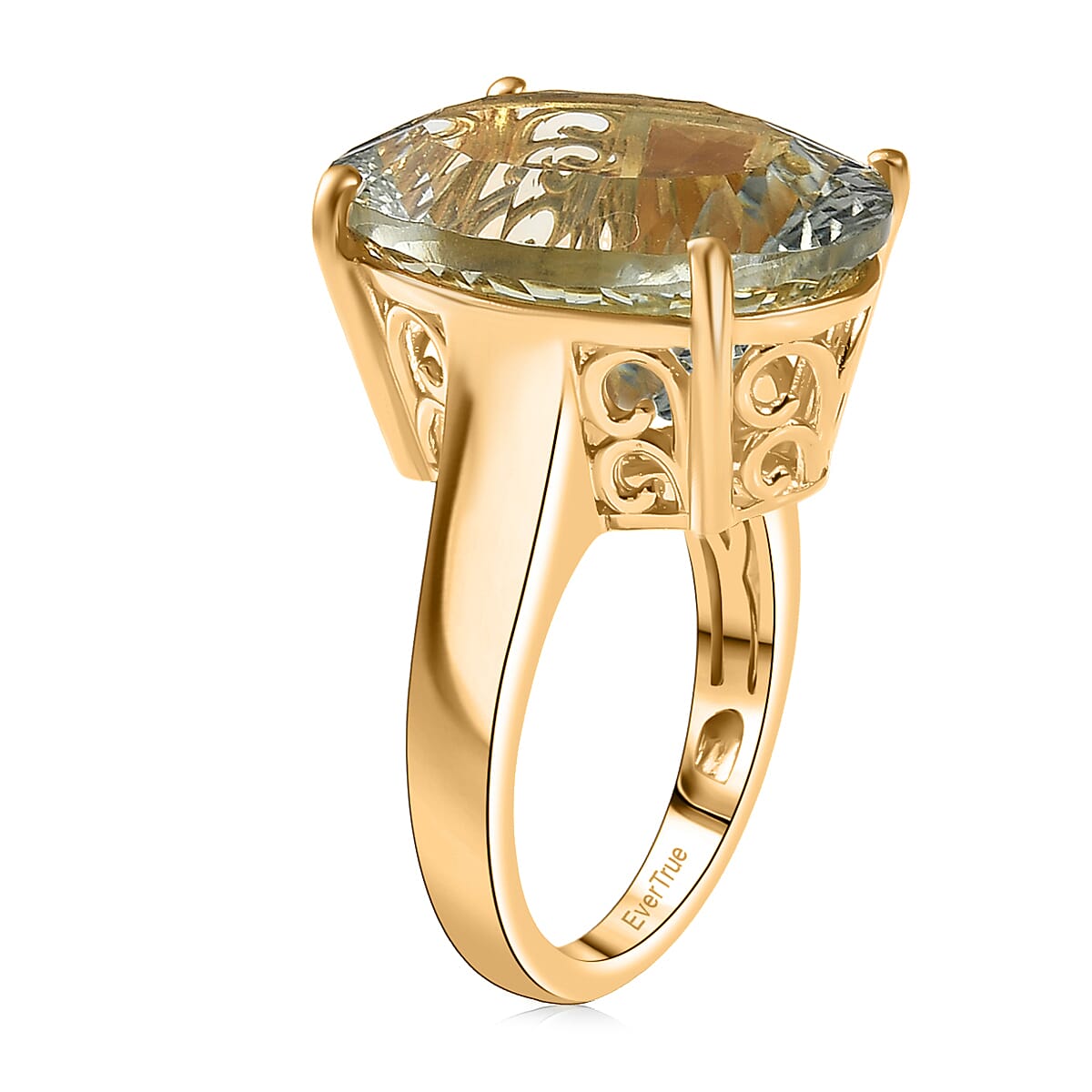EverTrue Montezuma Prasiolite 15.25 ctw Midnight Star Ring in 18K Yellow Gold Plated (Size 9.0) image number 3