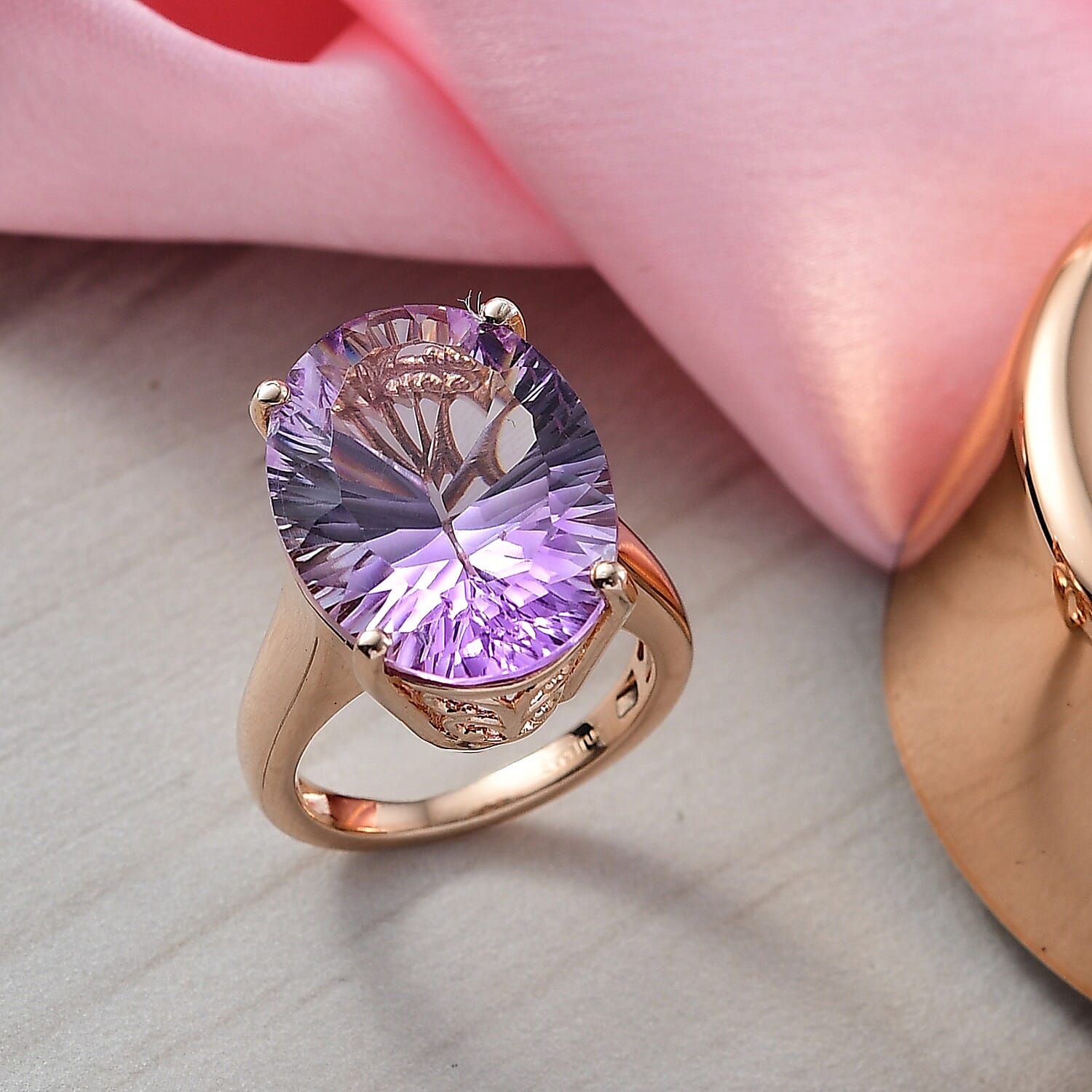 EverTrue Rose De France Amethyst 16.25 ctw Midnight Star Ring in 18K Rose Gold Plated (Size 10.0)