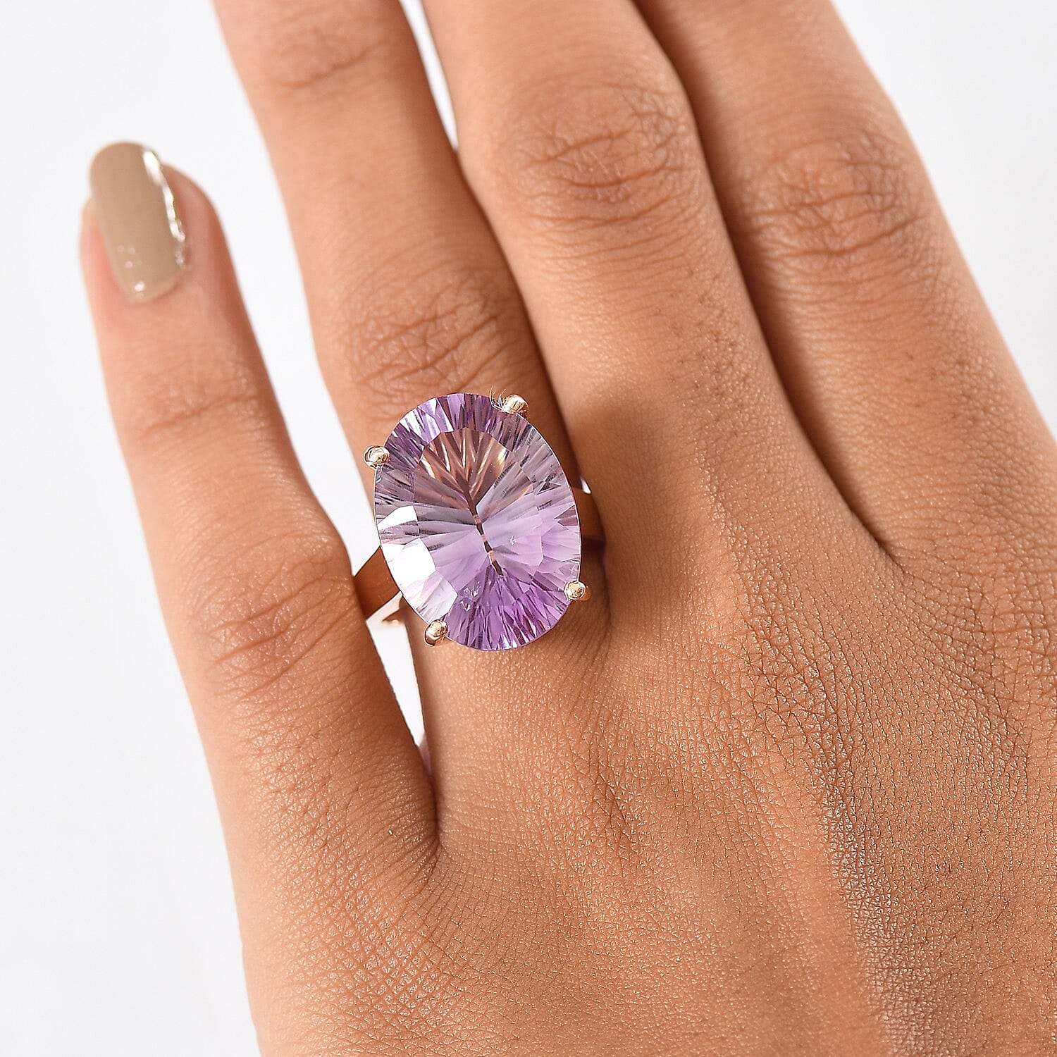 EverTrue Rose De France Amethyst 16.25 ctw Midnight Star Ring in 18K Rose Gold Plated (Size 10.0)