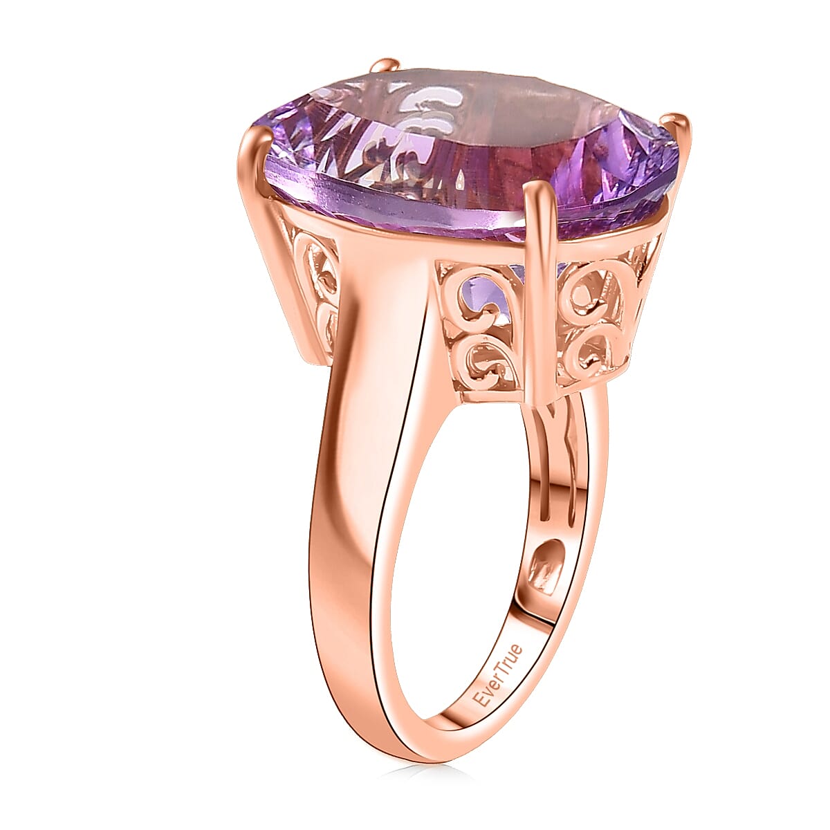EverTrue Rose De France Amethyst 16.25 ctw Midnight Star Ring in 18K Rose Gold Plated (Size 10.0)