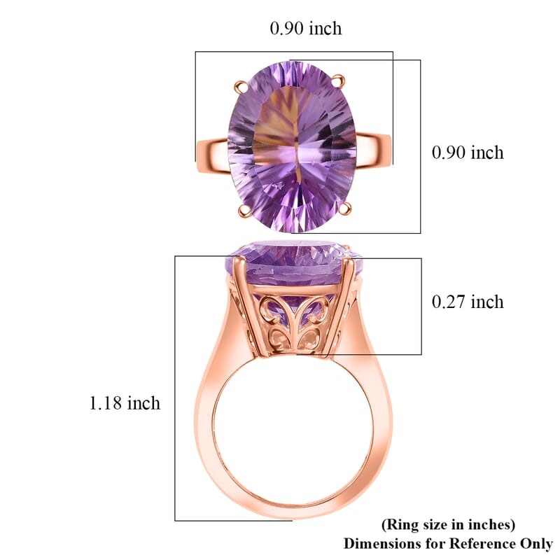 EverTrue Rose De France Amethyst 16.25 ctw Midnight Star Ring in 18K Rose Gold Plated (Size 10.0)