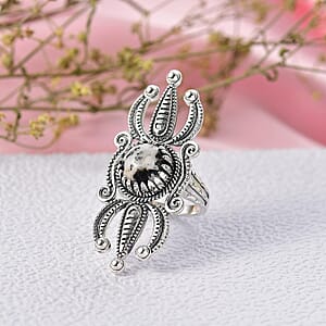 D'Joy  White Buffalo Artisan Crafted Ring in Black Oxidised Sterling Silver 4.15 ctw (Size 10.0)